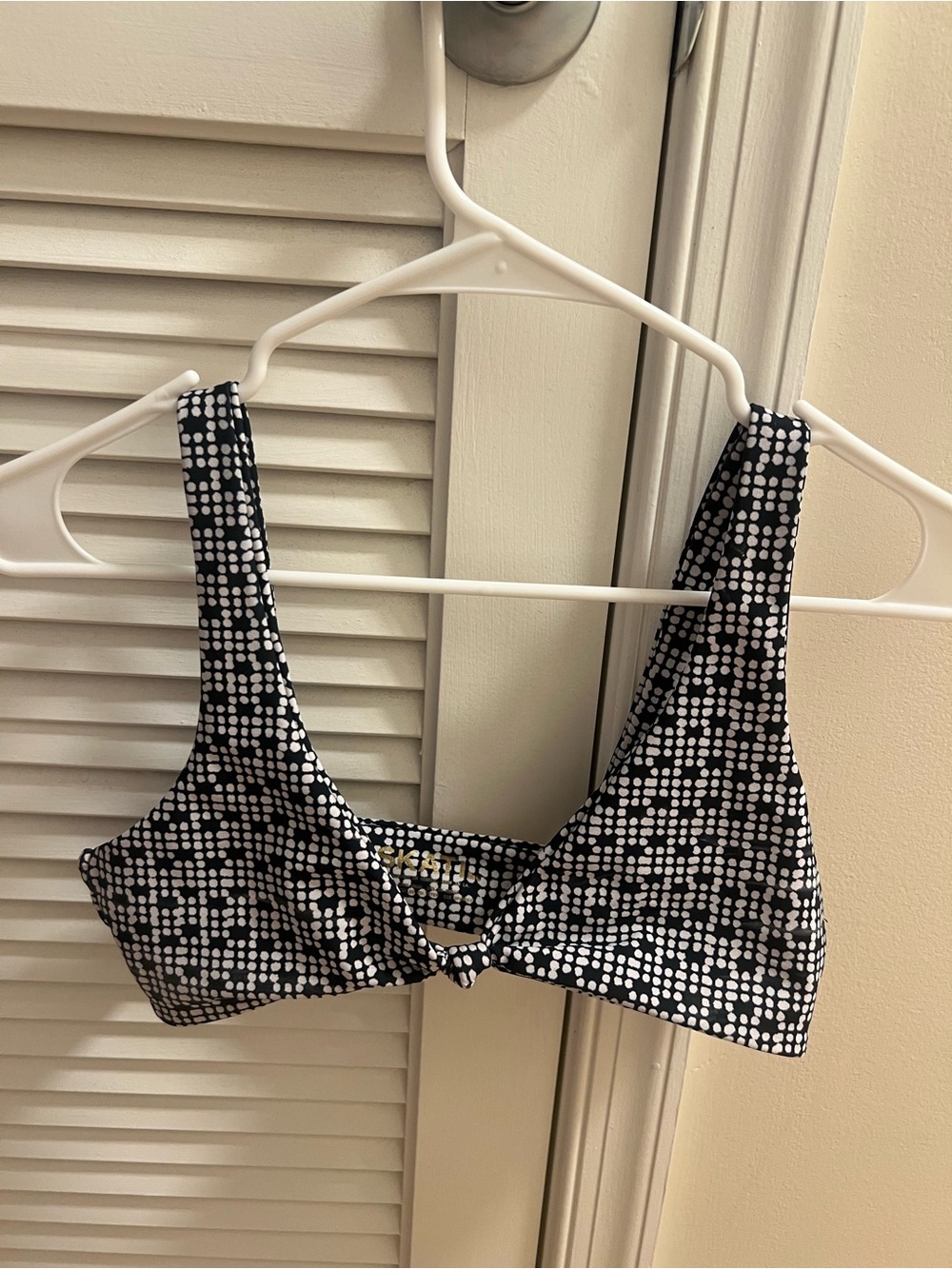 Skatie Black and White Dot Bikini Top